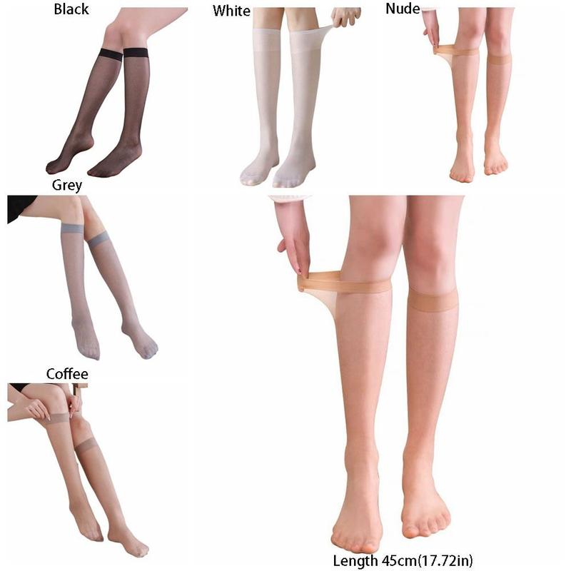 Tất Nylon Siêu Mỏng, Độ Đàn Hồi Cao, Màu Trơn Thấm Hút Mồ Hôi, Chống dính, Dành Cho Nữ, Tất Dài, Thoáng Khí, Độ Đàn Hồi, Tất Vô Hình Thích Hợp Cho Mùa Thu, 1 Đôi 2