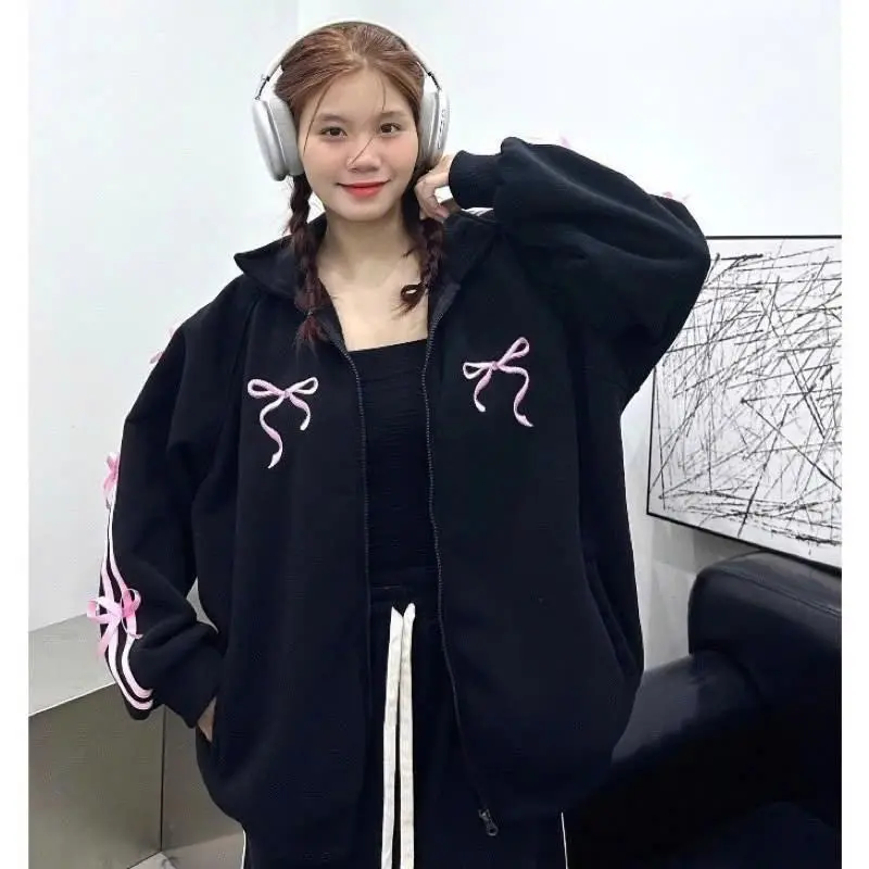 Áo khoác bomber nơ cổ bẻ nam nữ chât nỉ form rộng phong cách thời trang Menswear Jacket Women Women Top Bò Women Top Women
