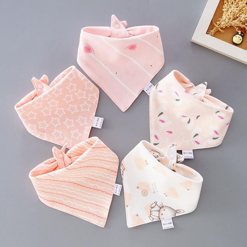 Set 5 khăn yếm tam giác giữ ấm cổ có cúc bấm nhiều mẫu xᶖnh yêu hàng QCCC Cotton Cho Bé Cotton Cho Bé yếm  ăn