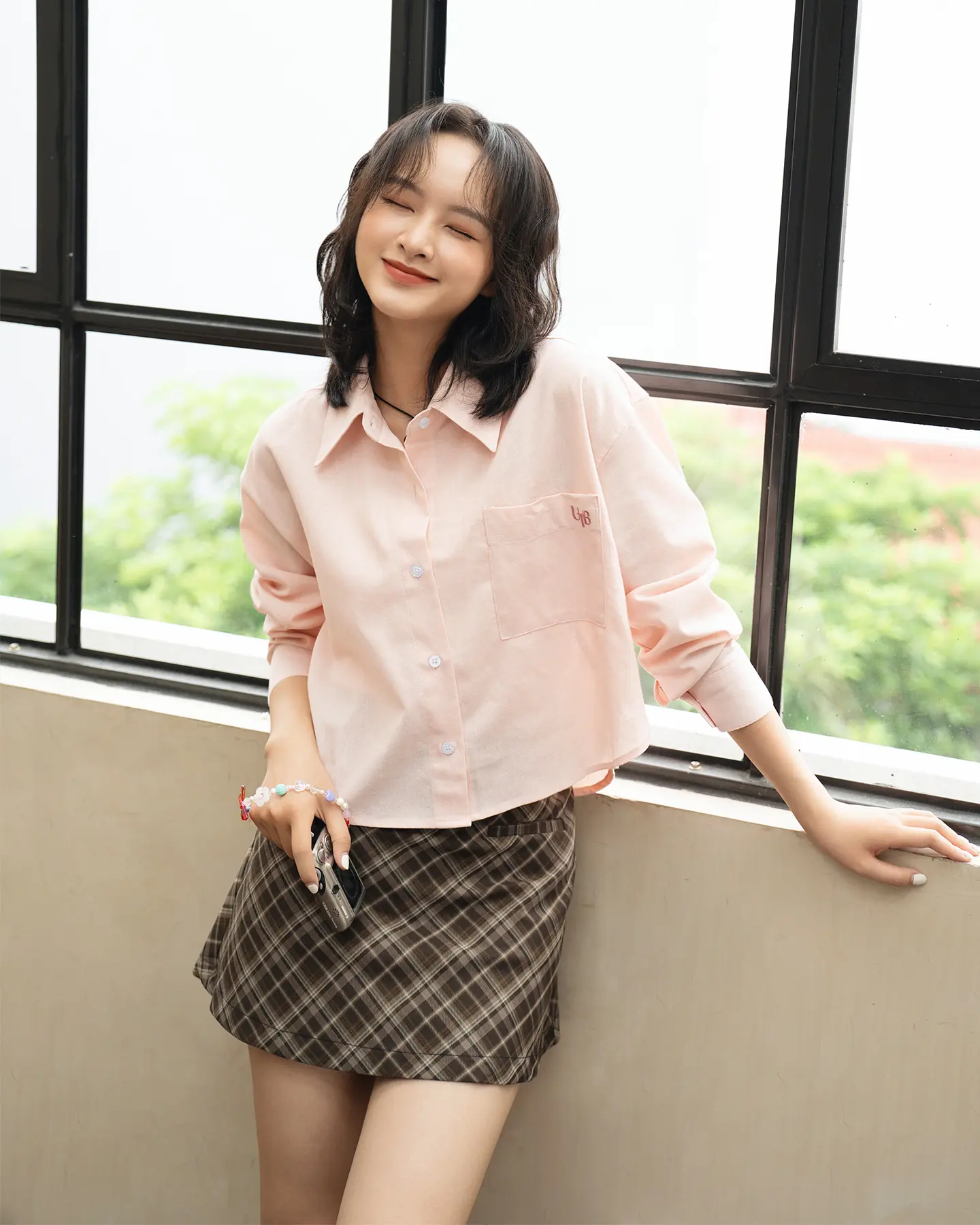 Áo sơ mi linen croptop Jersey Shirt - by ufo.thebasic Nữ Women Cổ Tròn