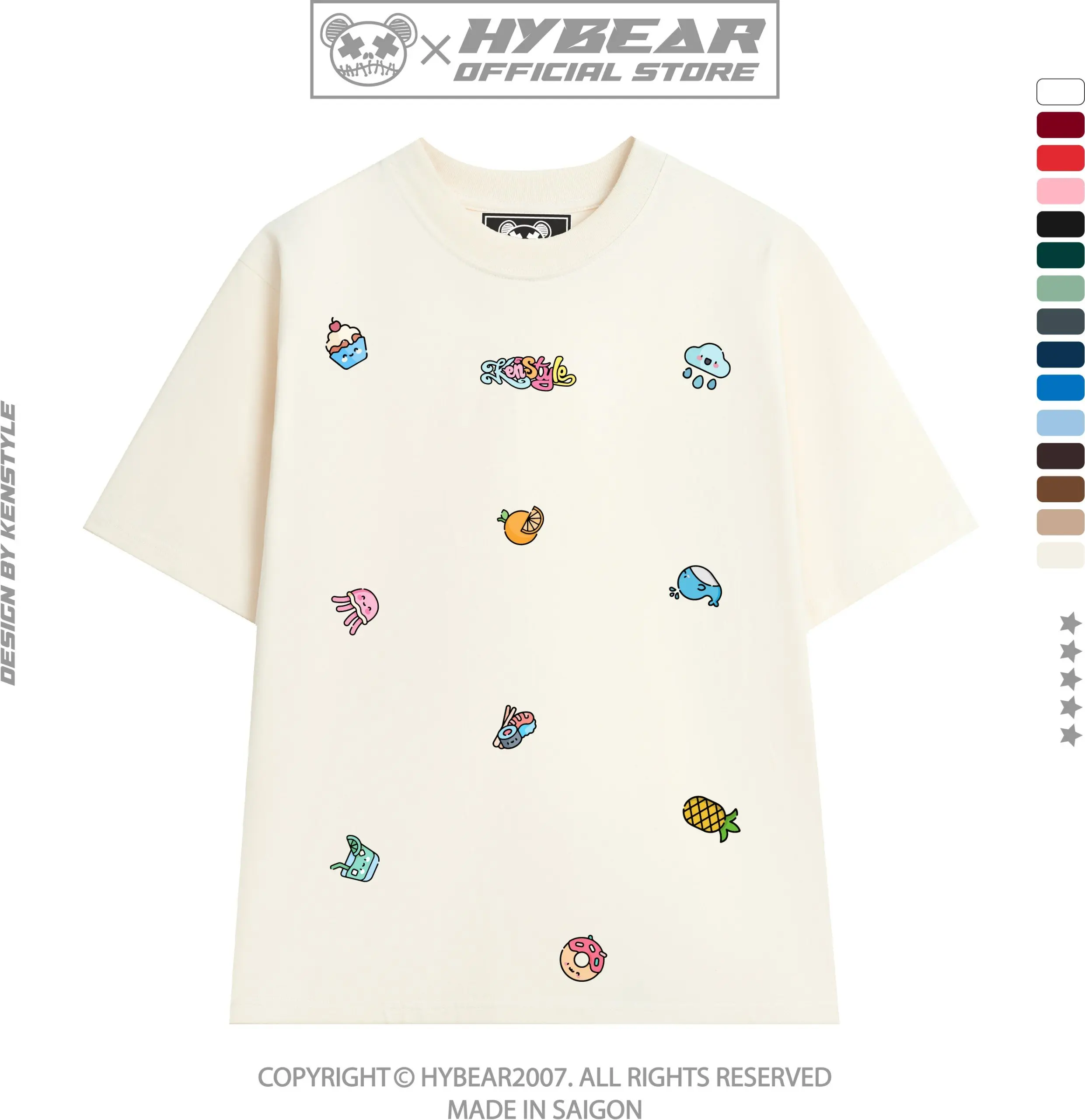 [MUA 2SP TẶNG 1 TÚI TOTE] Áo Thun HYBEAR- THÊU HÌNH MINI - 100% cotton 2 chiều - Local Brand Chính Hãng Cổ Tròn Menswear Tim Kem áo  thun  boxy  basic boxy  shirt