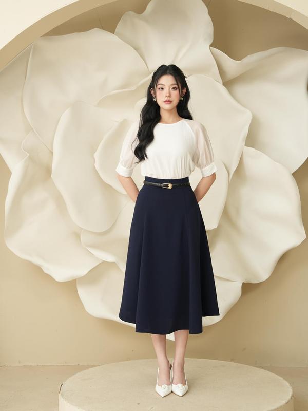 Elise x Tê Linh Chân váy xòe tím than can hai bên thiết kế Elise mã ES2404137BKWONV