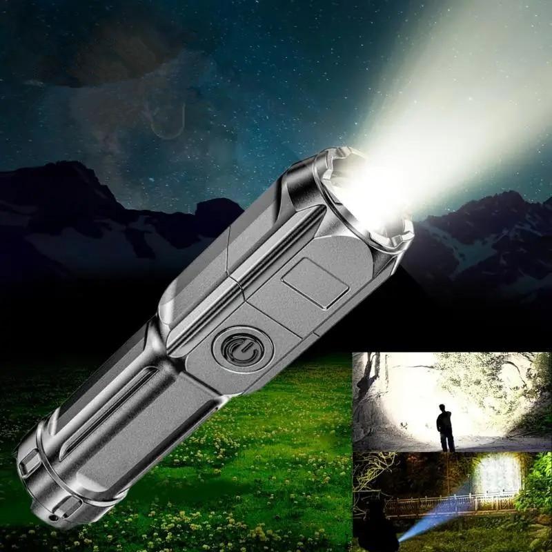 USB Rechargeable Zoomable Flashlight, Three-gear Adjustment Handheld Flashlights, LED Waterproof Flashlight For Outdoor Camping Emergency 3