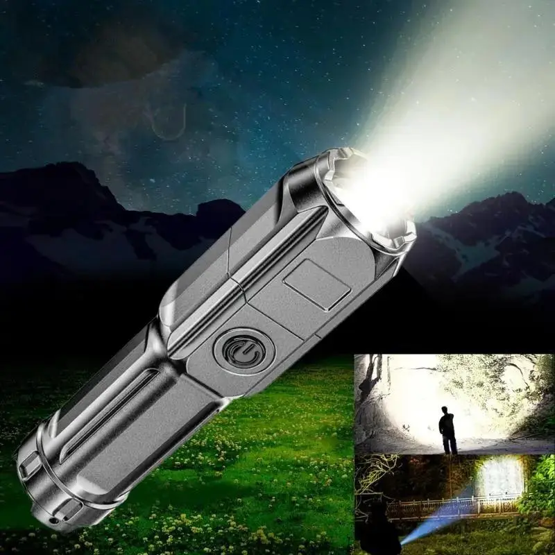 USB Rechargeable Zoomable Flashlight, Three-gear Adjustment Handheld Flashlights, LED Waterproof Flashlight For Outdoor Camping Emergency 3