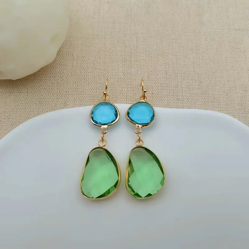 Minimalist Golden Peridot Drop Earrings for Women, Dainty Gift Engagement Wedding Anniversary 2