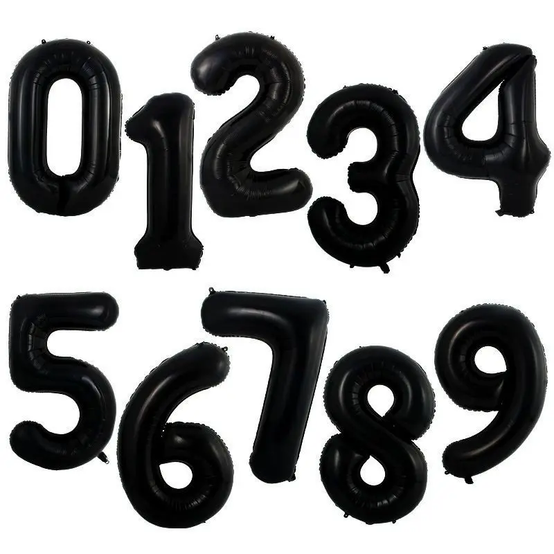Balon Foil Angka Jumbo 80cm Hitam