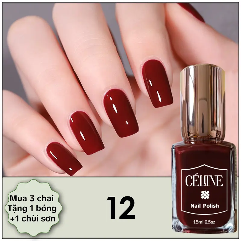 [Kèm quà tặng] Mã 12 - Gel lạnh bền bóng mướt – Màu đỏ đô sang trọng.