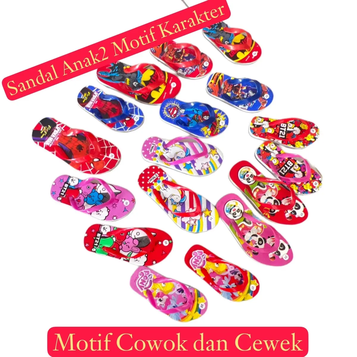 SANDAL ANAK GAMBAR KARAKTER LUCU MOTIF COWOK DAN CEWEK