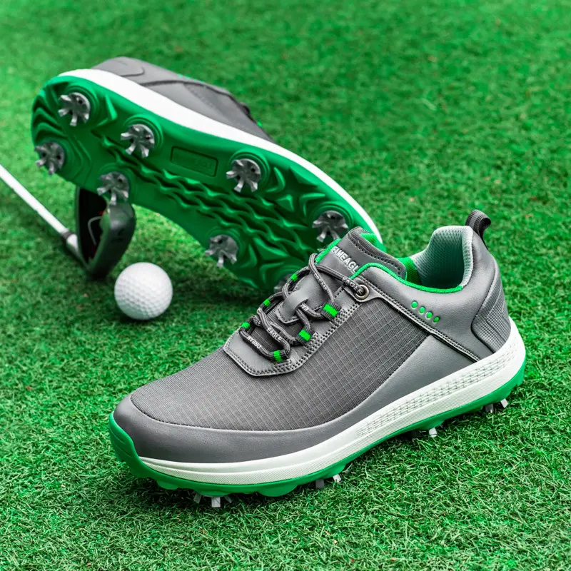 Men's Professional with Studs Golf Shoe Mesh Breathable Waterproof plus Size Golf Training Casual Sneaker