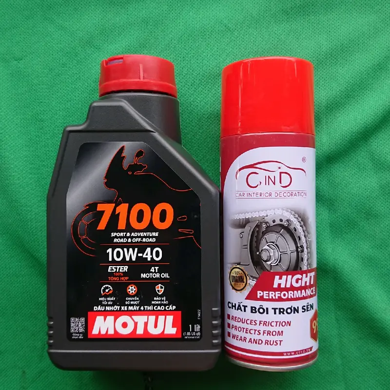 Dầu nhớt xe máy Motul 7100 10w40 1 lít và 1 chai xịt dưỡng sên 450 ml (bộ sản phẩm gồm 2 món như hình) 4