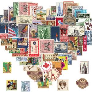 Pegatina de Sello Vintage, 50pcs Pegatina Retro de Viaje, Pegatina de Vinyl Impermeable para Scrapbook, Laptop, Botella de Agua, Patineta