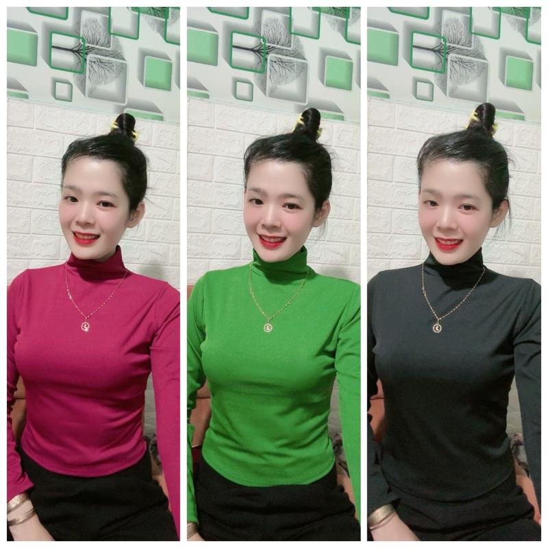 Combo sét 3 áo ủ kem cổ lọ áo loptop, chất vải gân tăm lạnh.