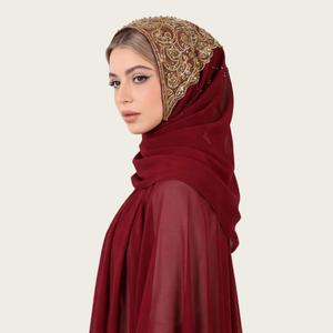 Hijab Etnik baru selendang panjang dihiasi manik chiffon kain selamat bergaya sedang menjadi trend Tidak mudah pudar untuk gaya setiap hari wanita Malaysia Selendang Organza Sulaman Bunga Songket Melayu Bawal Premium Kapas Voile Sedondon Dewasa & Remaja &