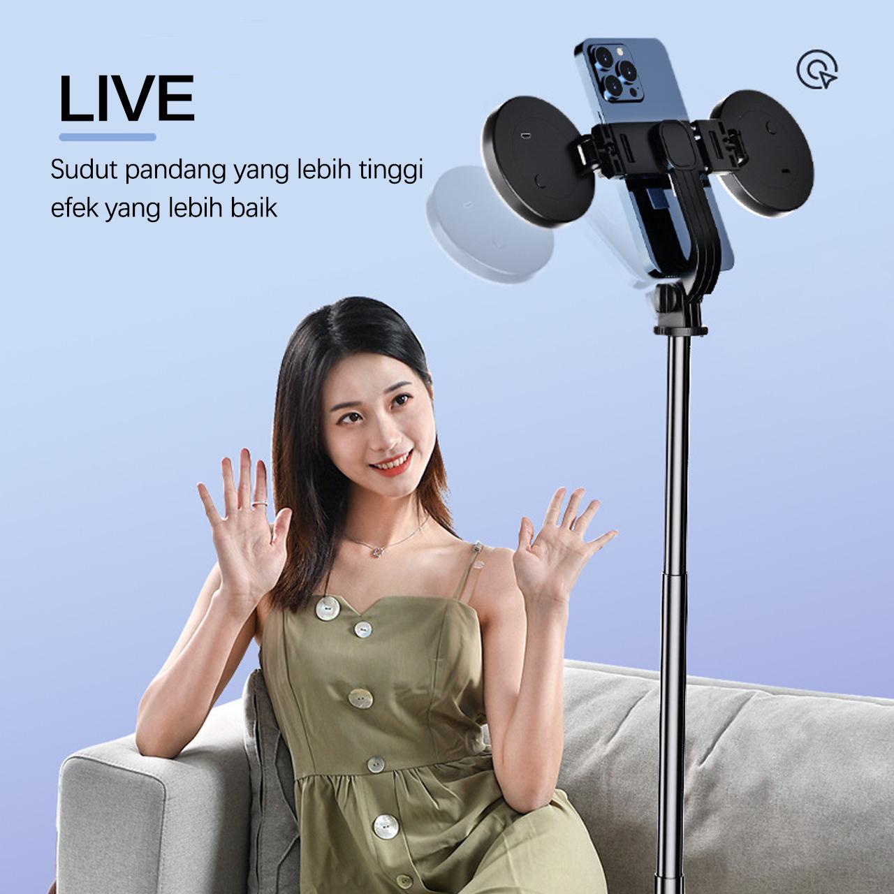 Bluetooth Selfie Stick Tripod Dengan Remote Control Panjang Ponsel Tripod Nirkabel Bluetooth Selfie Stick Handheld Tongsis 170cm