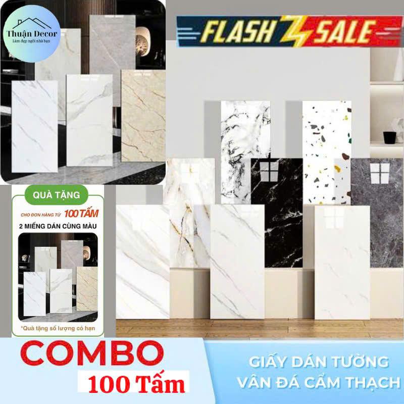 Combo 100 Miếng Xốp Dán Tường Phủ Vân Đá Tráng Nhôm Kích Thước 30*60cm Siêu Tiện Lợi