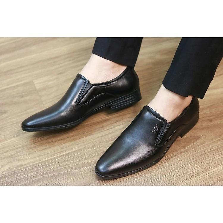 Giày Tây Nam, Công Sở Cao Cấp POLO, Đế Khâu Cao Su, Da PU, Phong Cách Hàn Quốc - Shoes Đế Bằng Đế Cao 5