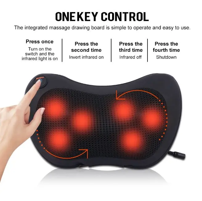 Bantal Pijat Elektrik Leher Kaki Tangan Pungung Betis Alat Bisa Untuk di Mobil / Massager Device for Head, Neck, Hand, Legs Shiatsu Massage Hitam Orang Tua Terapi 3