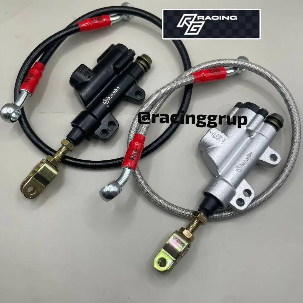 Racinggrup terlaris PAKET tonjokan master rem belakang + selang rem belakang 60cm/65cm universal untuk semua motor satria fu Vixion sonic cb150 cbr150 r15 ninja r rr dll