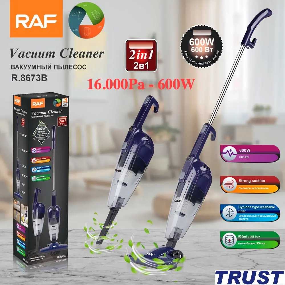 Máy hút bụi cầm tay 16.000Pa RAF R.8673 2 màu Xanh/Trắng gia đình gia dụng 2 đầu hút Làm Sạch