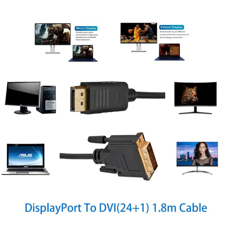 Product Introduction of DisplayPort Display Port DP to DVI Adapter Cable Male to Male Converter for PC Computer Laptop HDTV Monitor Projector 6