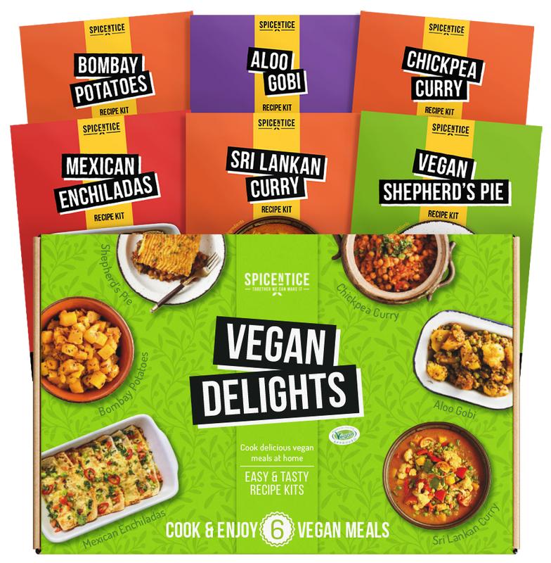 Spicentice Vegan Recipe Kit Gift Set - 6 Plant-Based Meals from Around the World - Includes Spice Blends, Recipes, and a Food Shopping Lists 1