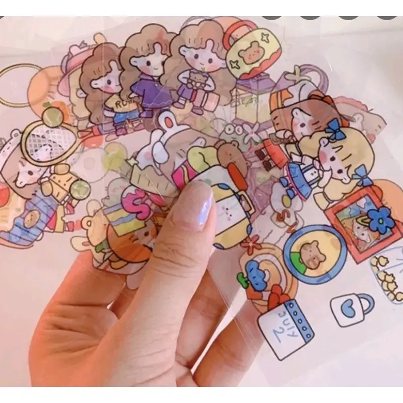 100 lembar (1 box) stiker motif kartun Korea lucu waterproof anti air dekorasi hanbook scrapbook stiker momo 2