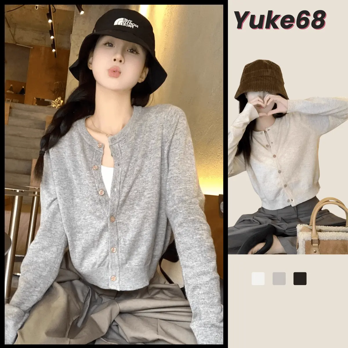 Áo Khoác Len Cardigan Dệt Kim YUKE68 Chất Len Mềm Mịn Phong Cách Ulzzang Basic Dễ Phối Đồ Cho Nữ Mùa Thu Đông - VHN785
