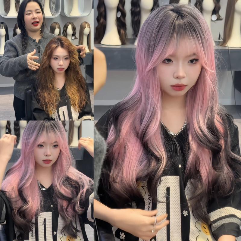 DJ-03 Tóc giả nguyên đầu xoăn ombre tây 60CM <ngôi vip ziczac)