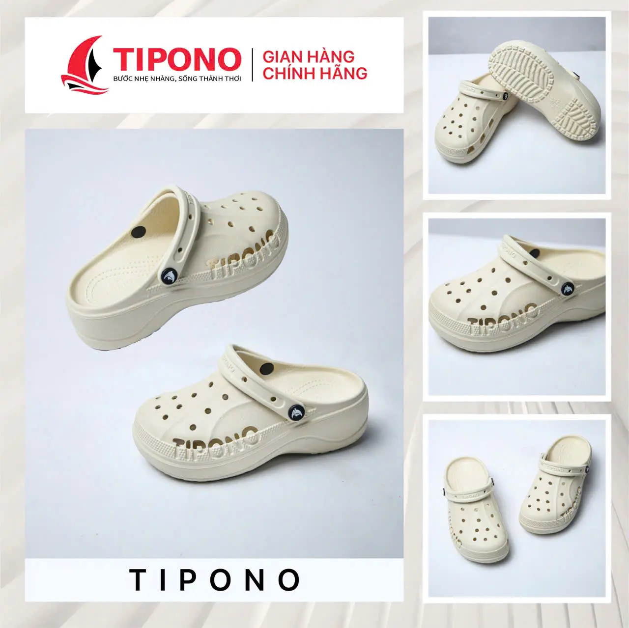 (CHƯA KÈM CHARM) Dép Sục Nữ TIPONO Đế Cao 5-6 Cm Chất Liệu EVA Cao Cấp Chống Trượt Chống Thấm Nước - LM71