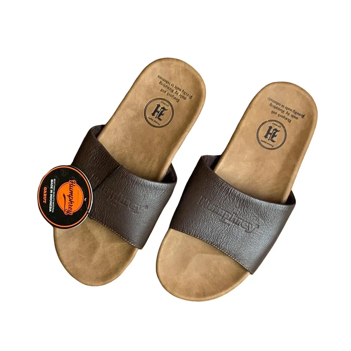 Sandal Slide Kulit Asli Garut Pria / Sandal Kulit Pria / Karet syntetis