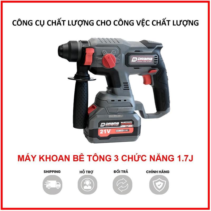 Máy khoan đục bê tông pin DRAMA 5020 FLEX 2 Pin 15 Cell Chân Pin Phổ Thông, Lực đập 1.7J, nhỏ gọn linh hoạt, rút lõi tường betong chuyên dụng