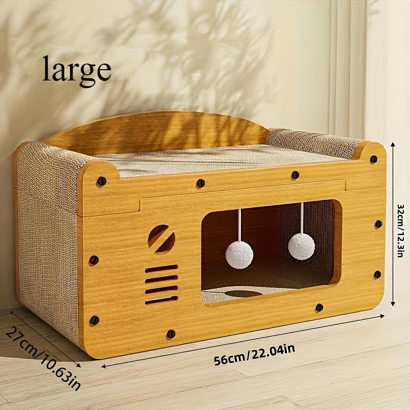 1Set Luxury Large Cat Scratcher with Whiskers - High Aesthetic, Multi-Level Fiberboard Cat Apartment with Hanging Toys & Cozy Bed, Ideal for All Cat Sizes, Perfect Winter Gift, Cat Lover Gifts 5