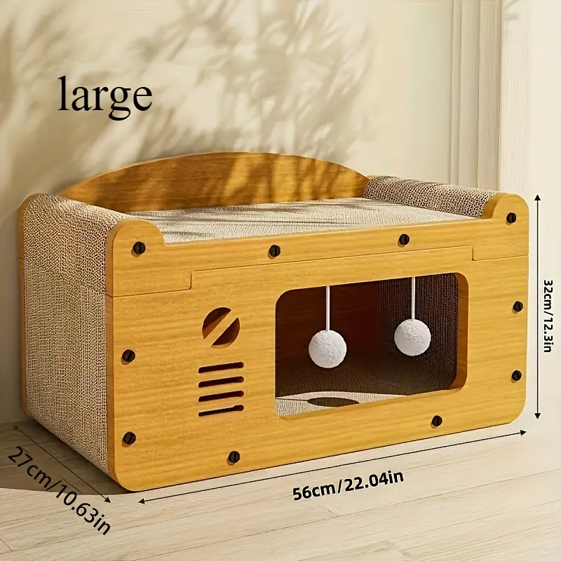 1Set Luxury Large Cat Scratcher with Whiskers - High Aesthetic, Multi-Level Fiberboard Cat Apartment with Hanging Toys & Cozy Bed, Ideal for All Cat Sizes, Perfect Winter Gift, Cat Lover Gifts 5
