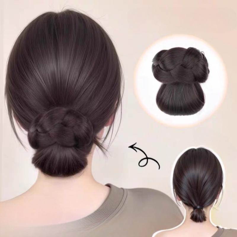 Tóc Giả Đầu Búi Tóc Giả Mô Phỏng Dành Cho Nữ Tóc Đuôi Ngựa Bện Bồng Bềnh Có Kẹp Nối Dài