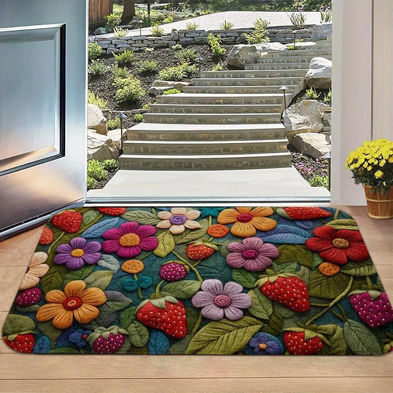 Product Introduction of Floral Pattern Welcome Mat, Non-slip Colorful Sunflower Pattern Absorbent Soft Mat, Suitable for Indoor & Outdoor, Home Decor 6