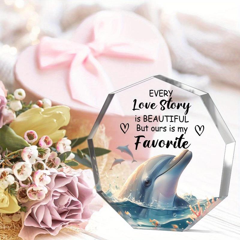 Dolphin Pattern Acrylic Plaque, 1 Count Creative Modern Desktop Ornament, Decorative Ornament for Home Office Desk, Gift for Friends and Besties 5