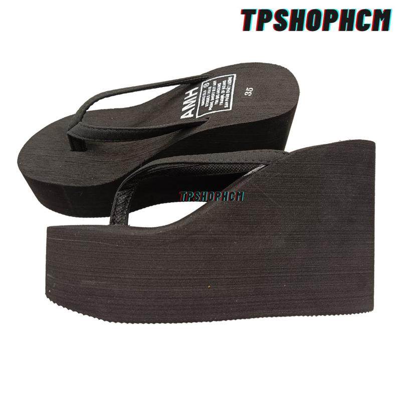 Dép Kẹp Xốp Cao xỏ ngón 5p ,7p ,9p ,12p (cm) full size Màu Đen quai nhung cho Nữ HÀNG LOẠI 1