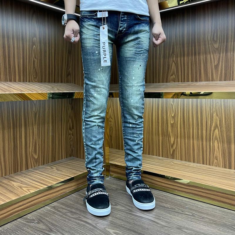 quần Jeans nam xanh pơ pồ xanh trơn sước nhẹ bản 4 cúc đồng tang lụa 4