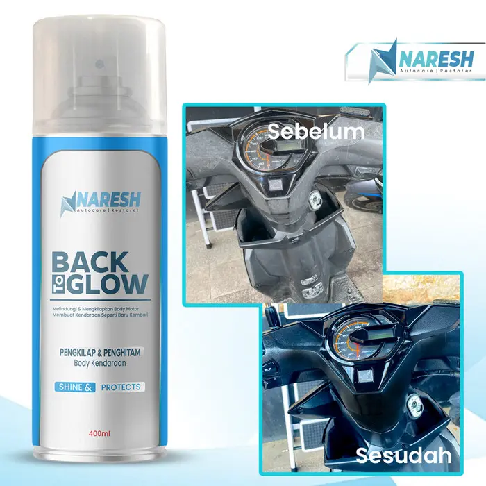 NARESH Restorer Pengkilap & Penghitam Body Motor dan Mobil Premium 400ml - Melindungi dan Mengkilapkan Body Motor Sehingga Berkilau Kembali dengan Formula Silicone Premium 5