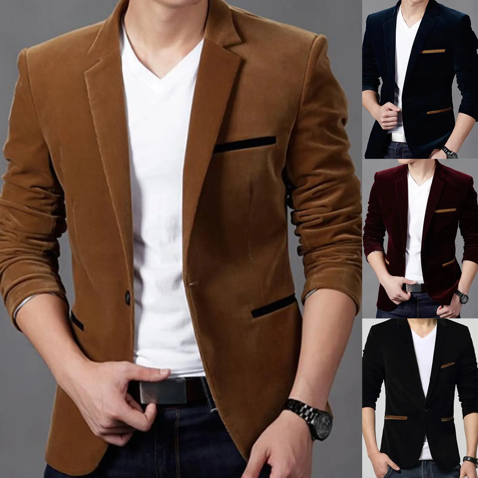 Bộ Đồ Áo Khoác Dài Tay Thân Thiện Với Da Cho Nam, Áo Blazer Vải Nhung Kẻ, Thời Trang Thường Ngày, Công Sở, Mùa Thu
