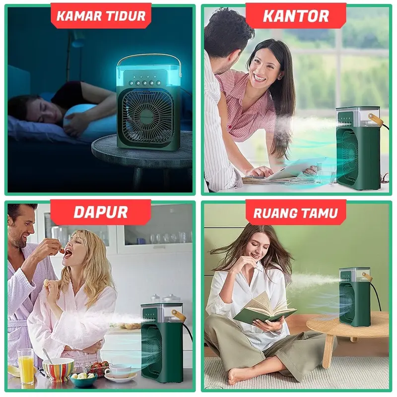 Kipas Angin Mini AC LED 3 in 1 Portable Air Cooler Humidifier 600 ML Kode 002 2