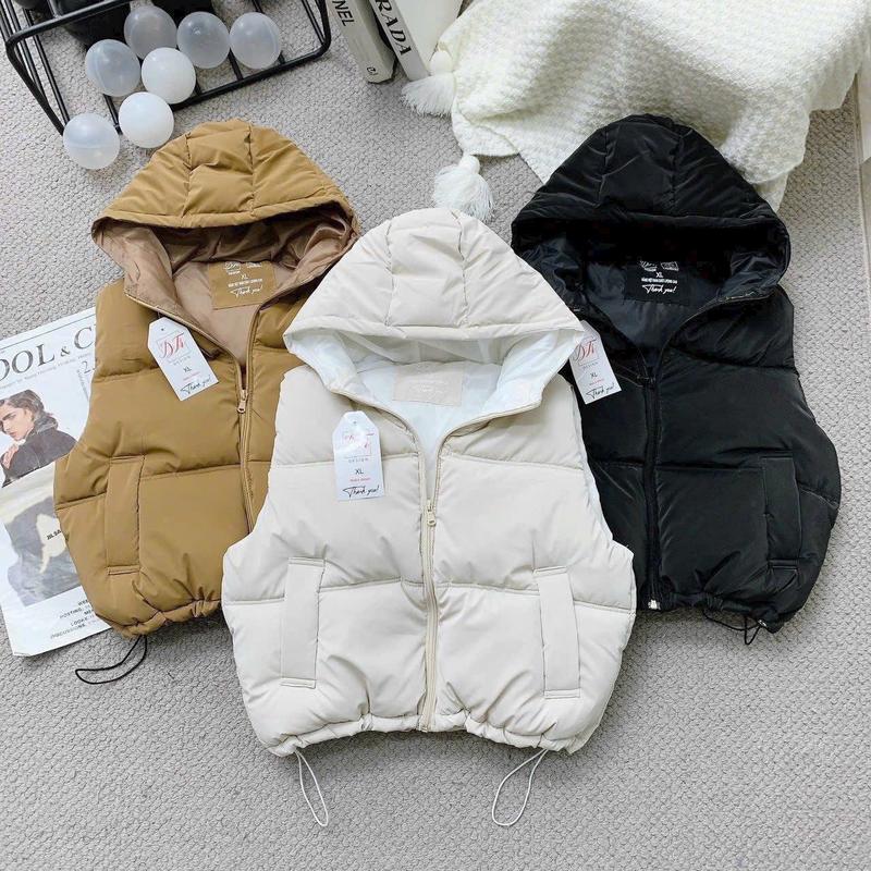 Áo Phao Gile Nữ Có Mũ Nhung Lì