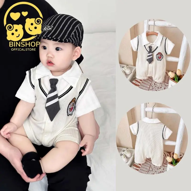 Body công tử cho bé trai dễ thương, Bodysuit cho bé chất thun tăm mềm mát, Body cho bé trai mẫu Quần áo sơ sinh 0-12M 0