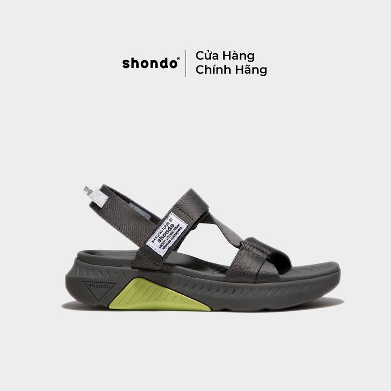 Giày Sandals Nam Nữ Shondo F7 Racing Đế Xám Phối Xanh Dạ Quai Xám F7R2020