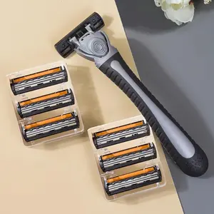 PISAU CUKUR MANUAL Set 6pcs Pisau Tiga Lapis Alat Cukur Kumis Jenggot Free Refill Mata Pisau