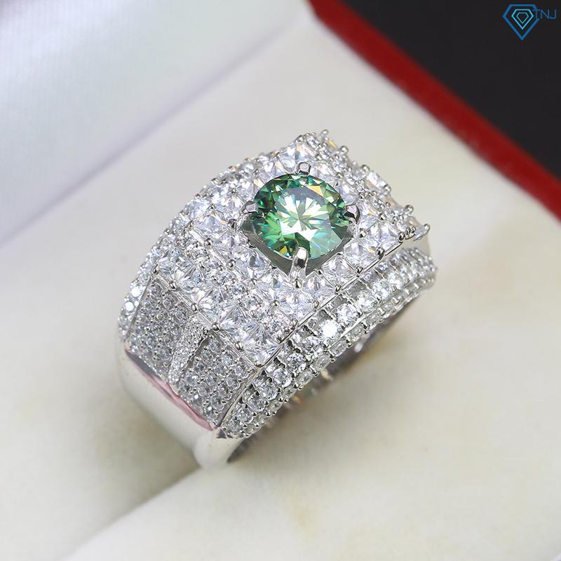 Nhẫn bạc nam M.o.i.s xanh 7 ly si bạch kim NNAM0016-XANH- Trang Sức TNJ