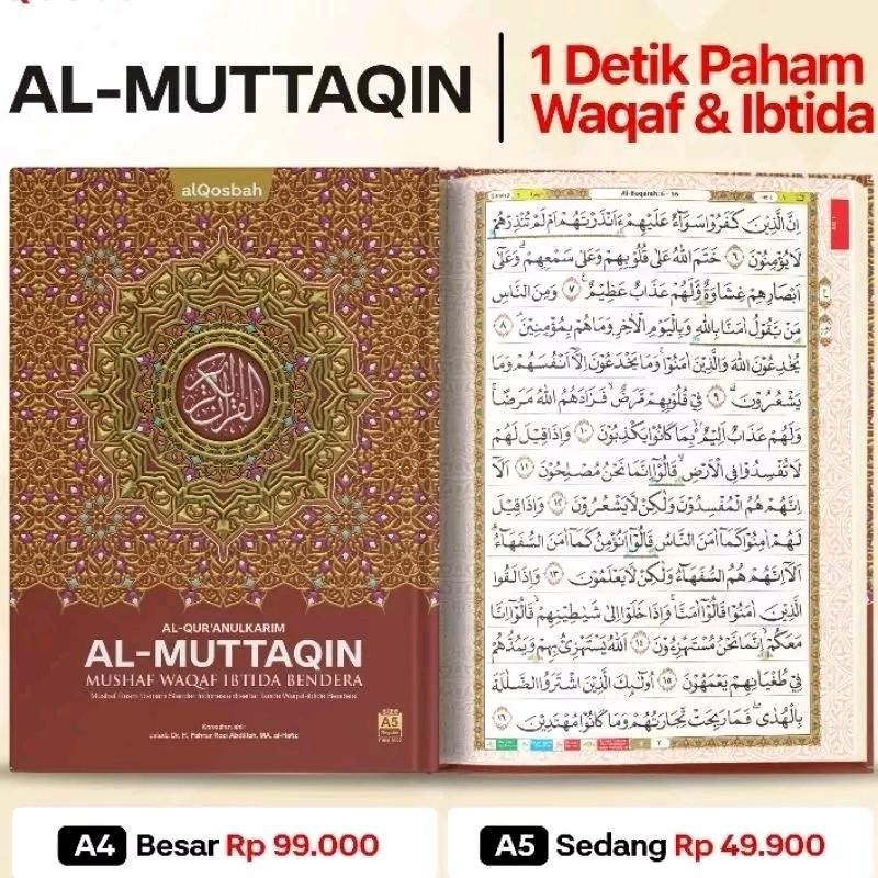 Mushaf Al Muttaqin Non Terjemah Waqof Ibtida' Bendera Warna A4 / Rasm Usmani Standar Indonesia - Alqosbah 1