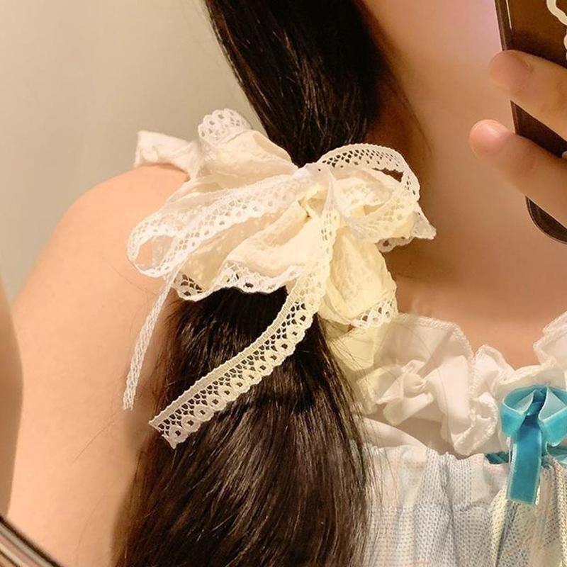 Product Introduction of Scrunchie Ruy Băng Nổi, Thiết Kế Nơ Ren, Dây Buộc Tóc, Nút Thắt Nơ Ruột Hàn Quốc, C0X9 22