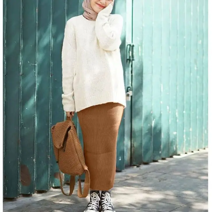 Zoey Rok span rajut 7/8 / Rok span rajut polos / Bawahan wanita / Korean style / Bynayla.id 2