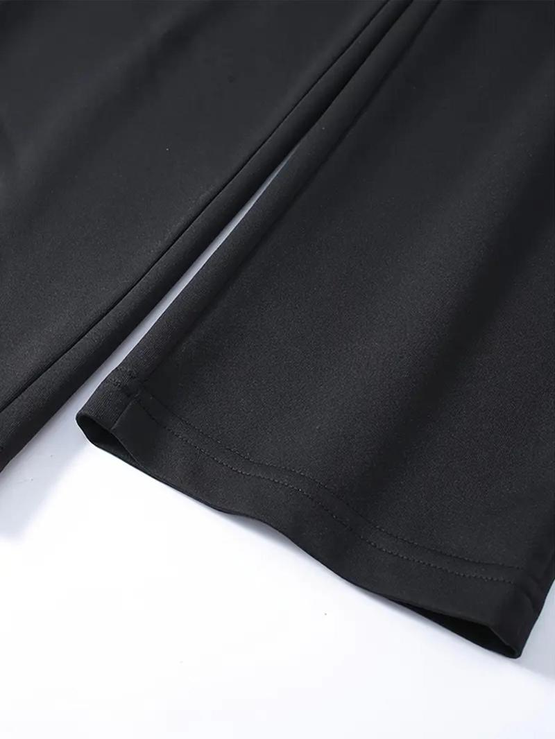 Product Introduction of Men's Solid Color Drawstring Waist Pants, Casual Comfy Elastic Waist Trousers for Daily Wear, Woven Bottoms for All Seasons 9